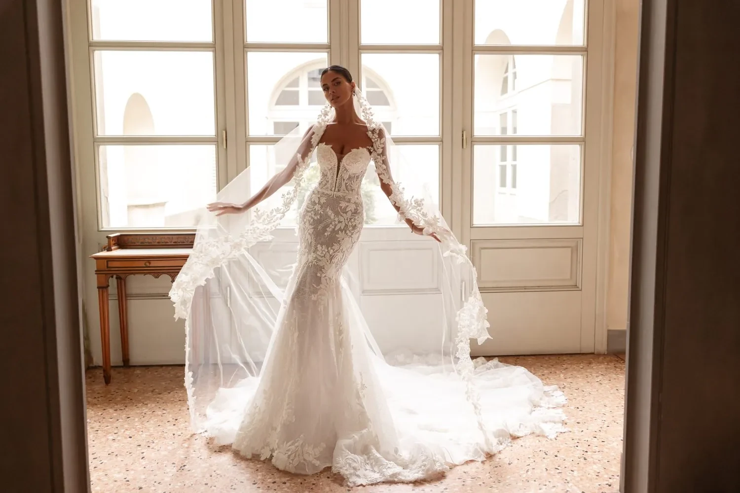 Model wearing white Adore dress