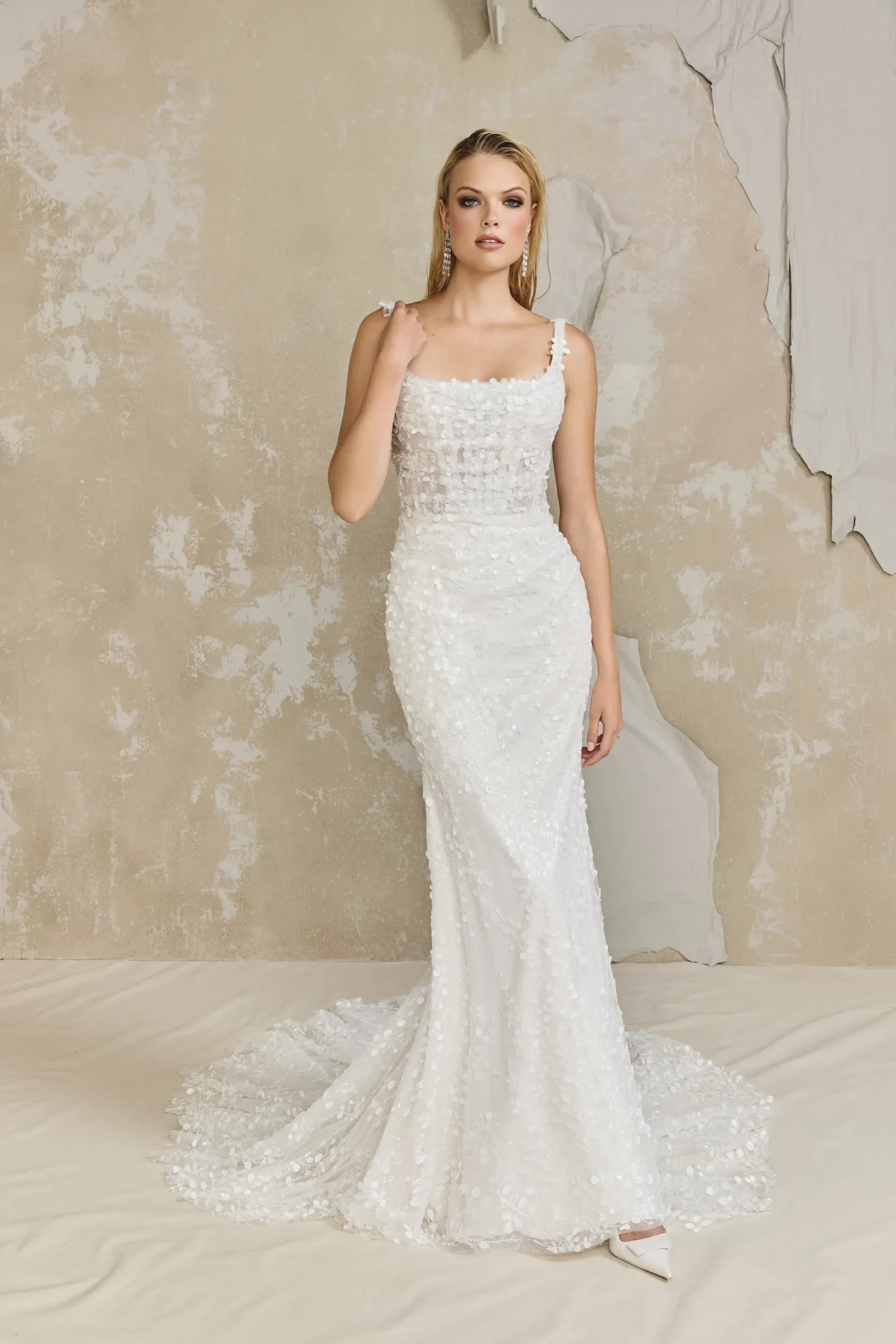 Model wearing white Lillian West dress